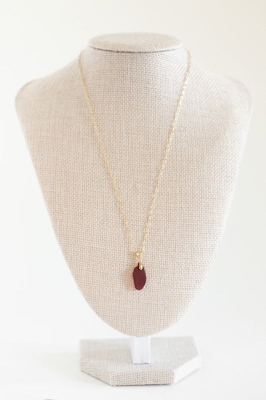 14 K Gold Filled Red Sea Glass Necklace