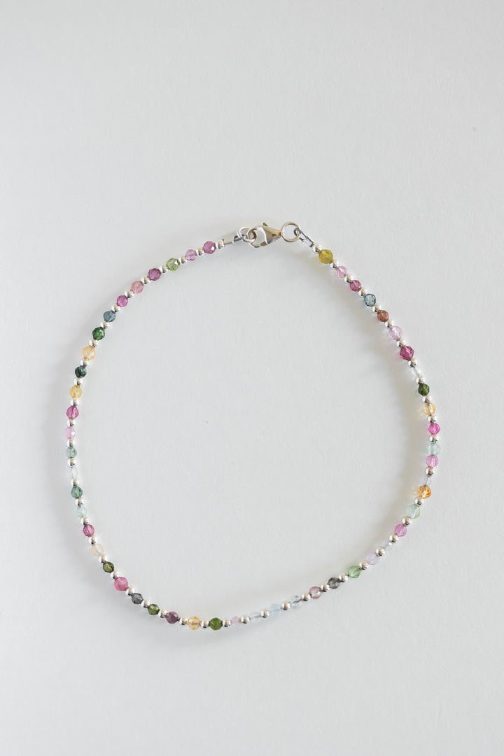 Sterling Silver Faceted Multi-Colored Tourmaline Bracelet