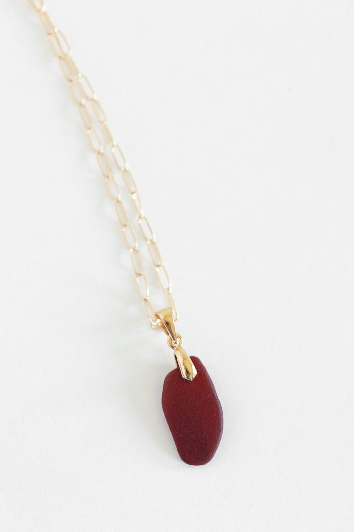14 K Gold Filled Red Sea Glass Necklace