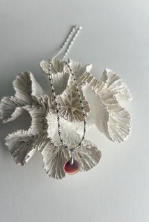 16" Red Seaham Sea Glass and Sterling Silver Choker