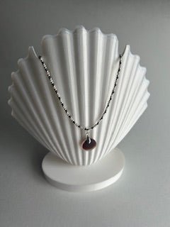 16" Red Seaham Sea Glass and Sterling Silver Choker
