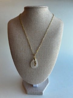 17 1/2" Gold Filled Oval Chain with Lake Michigan Beach Glass with Flip Flop Charm