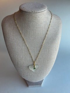17 1/2" Gold Filled Oval Chain with Lake Michigan Beach Glass with Frog Charm