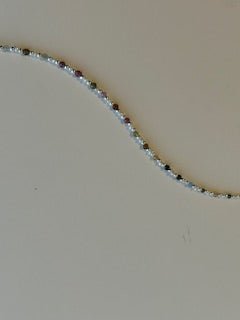 7 Inch Sterling Silver, Multi-Tourmaline, Fresh Water Pearl Bracelet