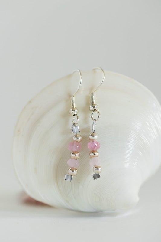 Sterling Silver and Pink Sapphire French Hook Earrings