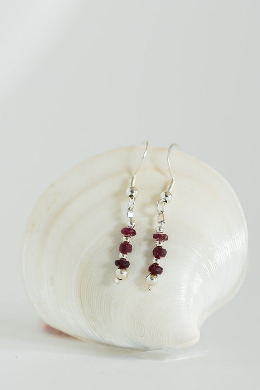 Sterling Silver and Ruby Earrings