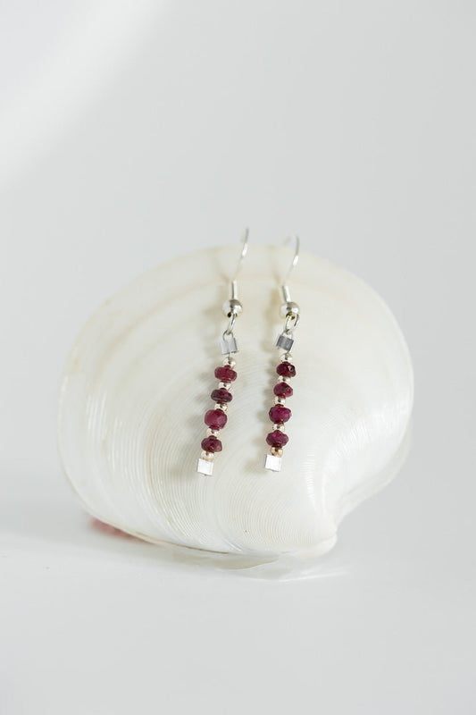 Sterling Silver and Ruby Earrings