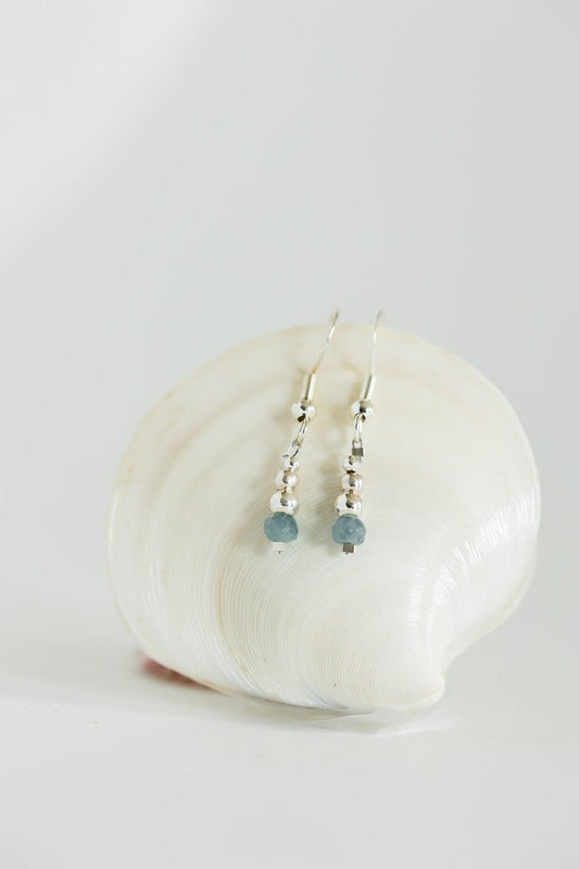 Sterling Silver and Sapphire Bead Earrings