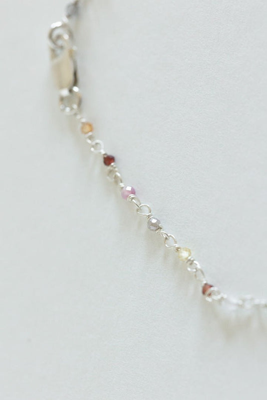 Sterling Silver Faceted Multi-Stone Anklet