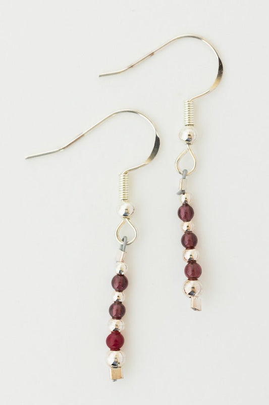 Sterling Silver French Wire Ruby Earrings