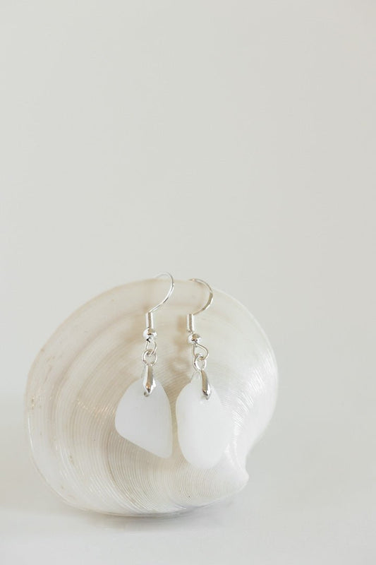 Sterling Silver Milk Glass Earrings